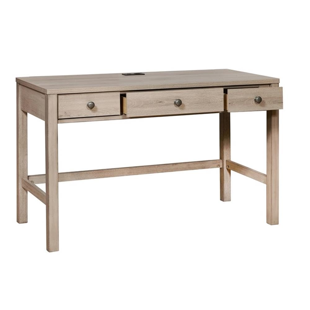 Brown USB Port Desk with Drawers - Modern Home Office Desk for Work & Study, Perfect for Small Spaces & Dorm Rooms
