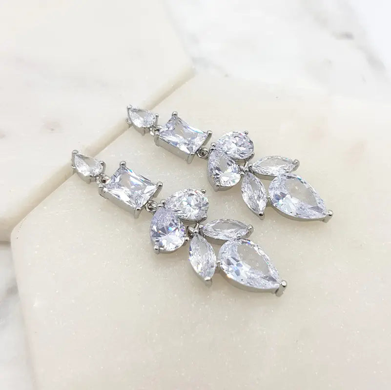 Lavinia Mixed Crystal Bridal Statement Drop Earrings for Women - Elegant Wedding Jewelry, Party Accessories & Special Occasion Gifts
