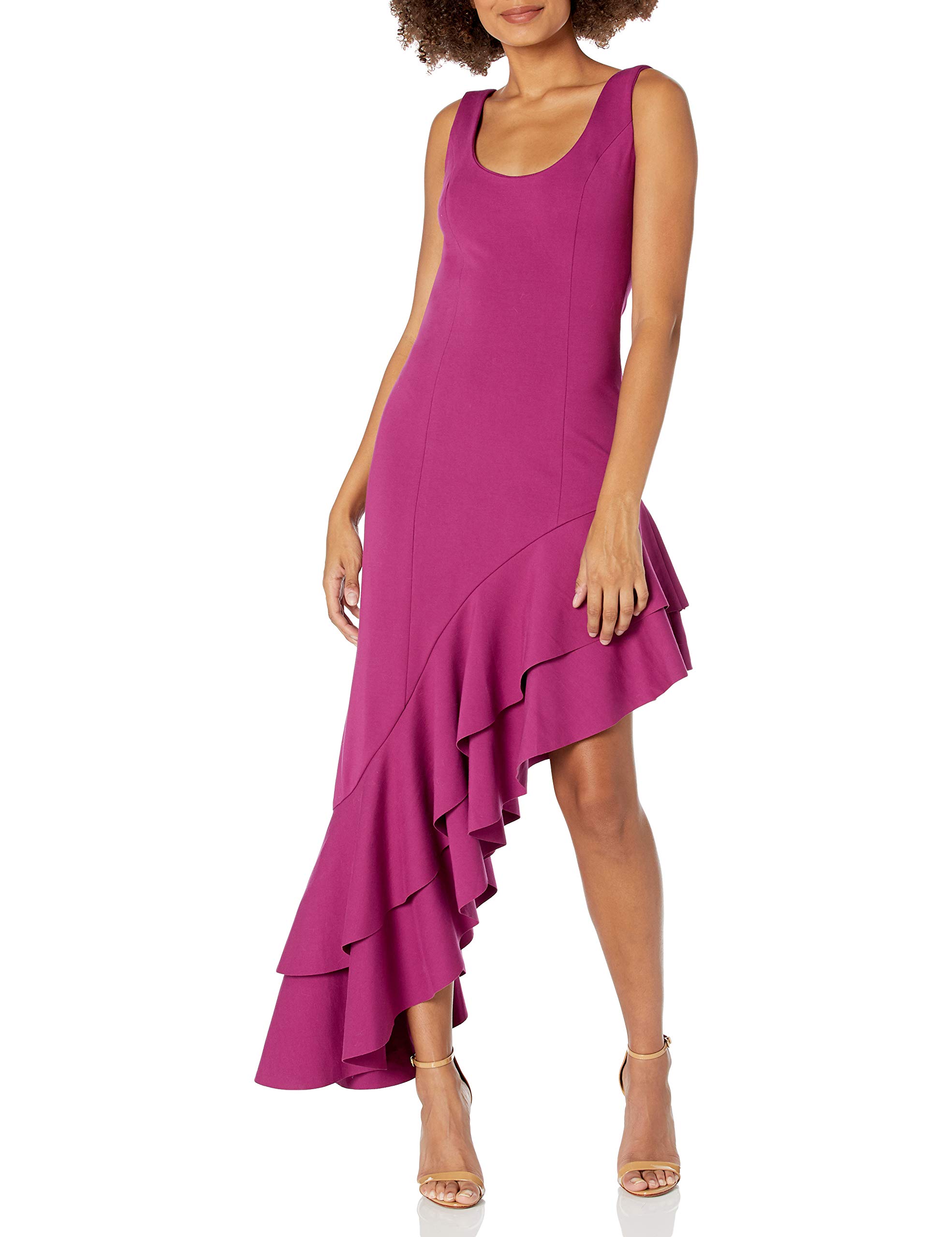 Elliatt Women's Sleeveless Asymmetrical Ruffle Hem Maxi Dress - Elegant Summer Beach Wedding Party Wear for Women