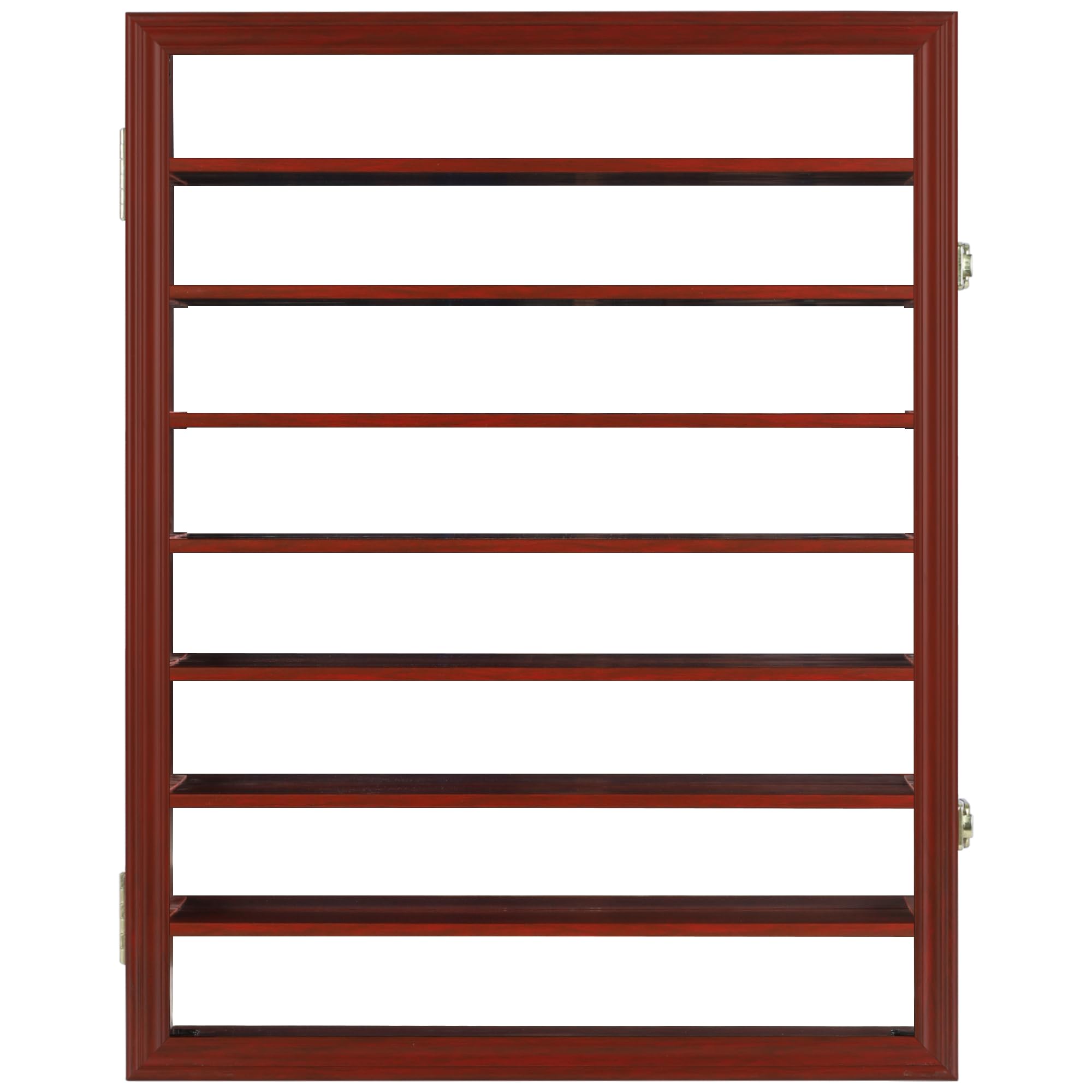 Solid Wood Shot Glass Display Case with UV Protection Acrylic Door & Mirror Back - Lockable Wall Cabinet for Shot Glass Collection (Cherry Finish) - Perfect for Home Bars, Man Caves, and Whiskey Enthusiasts