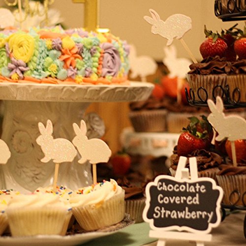 Easter Bunny Cupcake Toppers - 24 Pack Adorable Bunny Decorations for Easter Cupcakes, Cakes & Desserts - Perfect for Easter Party, Spring Celebrations & Holiday Baking