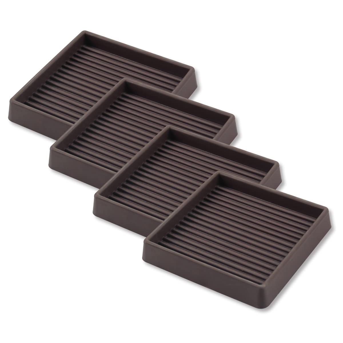 3X3 Inch Square Rubber Furniture Caster Cups - Non-Slip Floor Protectors with Anti-Skid Grip (Set of 4) - Perfect for Hardwood Floors, Office Chairs, and Moving Heavy Furniture