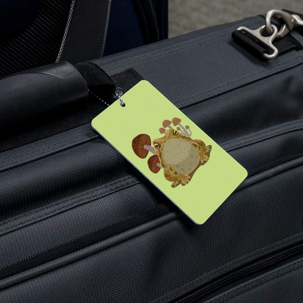 Cute Frog Luggage Tag - Mushroom Design Suitcase ID Tag for Travel, Carry-On, Backpacks - Perfect for Kids, Adults & Unique Gift Ideas