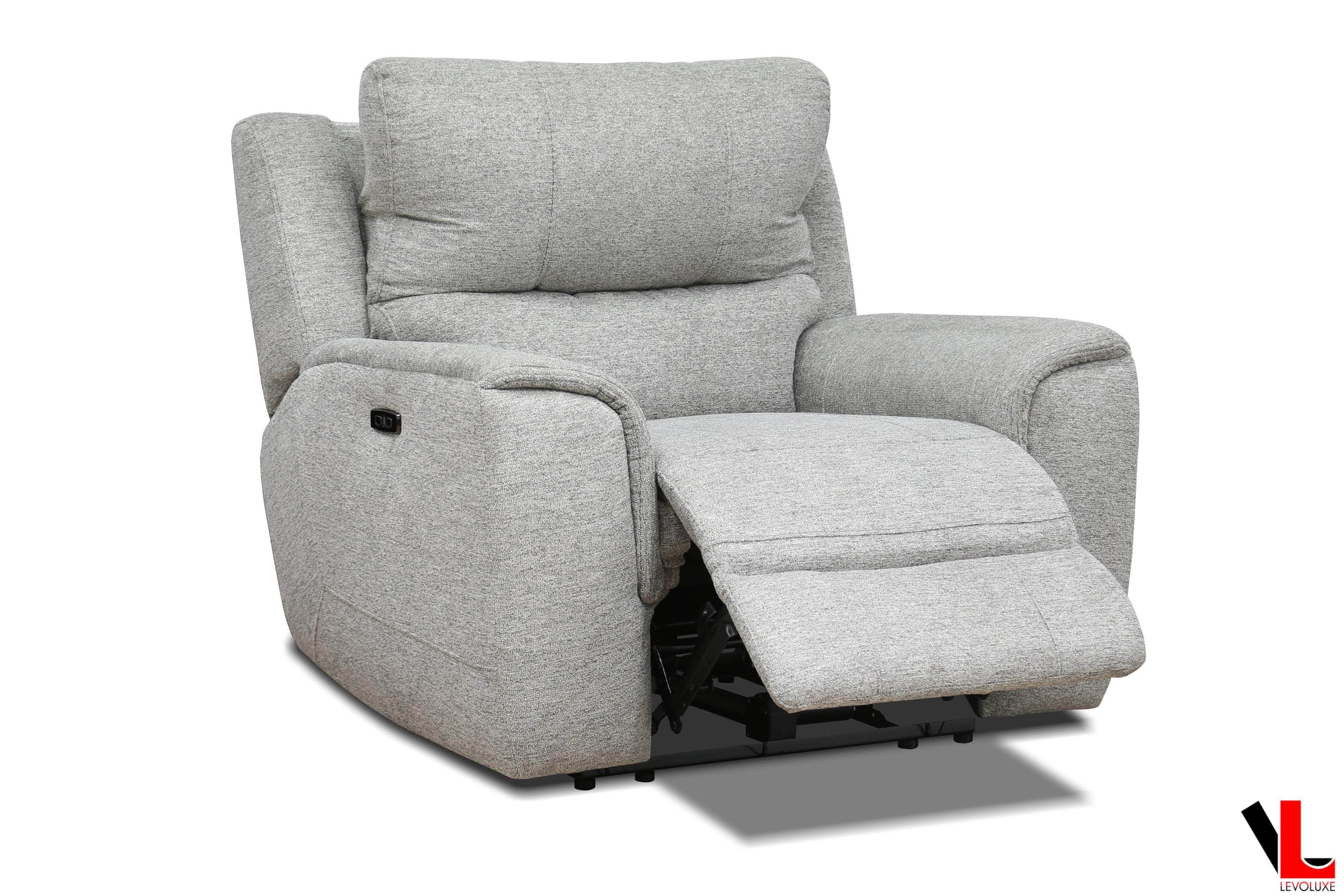 3-Piece Power Reclining Living Room Set - Tweed Ash Fabric Sofa, Loveseat & Chair with Adjustable Headrests | Perfect for Home Theater, Family Rooms & Relaxation Spaces