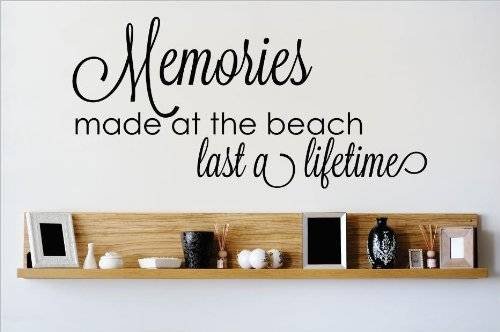Vinyl Wall Decals - Beach Memories Quote Sticker for Home Decor (12x30 Inches, 22 Colors) - Perfect for Living Rooms, Bedrooms & Nursery Wall Art