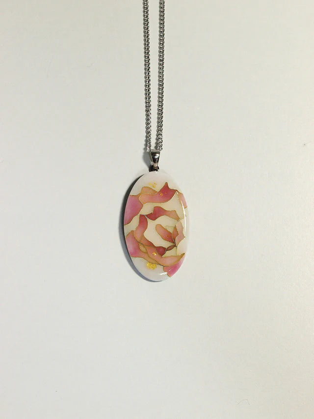 Yusen Shippo Pendant Necklace - Rose Pink Japanese Enamel Jewelry for Women, Elegant Handmade Cloisonne Necklace, Perfect Gift for Birthday, Anniversary & Special Occasions
