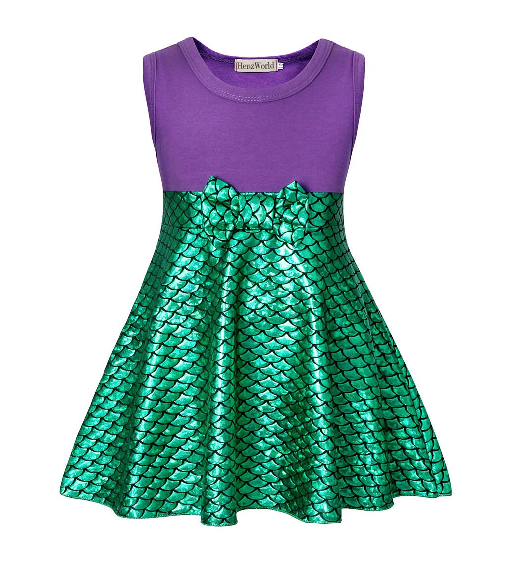 HenzWorld Mermaid Princess Dress for Toddler Girls - Sparkly Costume for Dress Up, Pretend Play, Christmas & Birthday Parties | Perfect Gift for Little Mermaid Lovers | Great for Halloween, Photo Shoots & Role Play