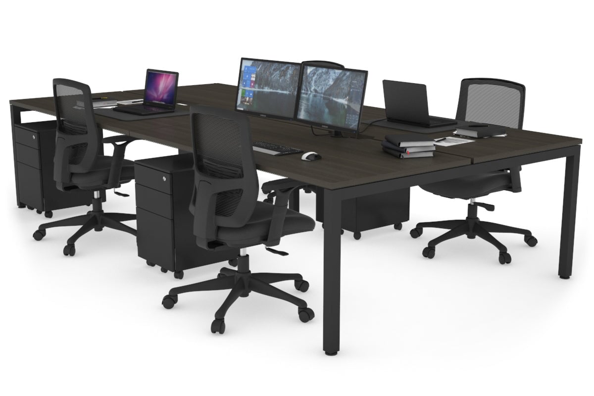 4-Person Office Workstation with Quadro Square Legs - 1800L x 800W Desk with Cable Management Scallop | Perfect for Collaborative Workspaces & Open Office Environments