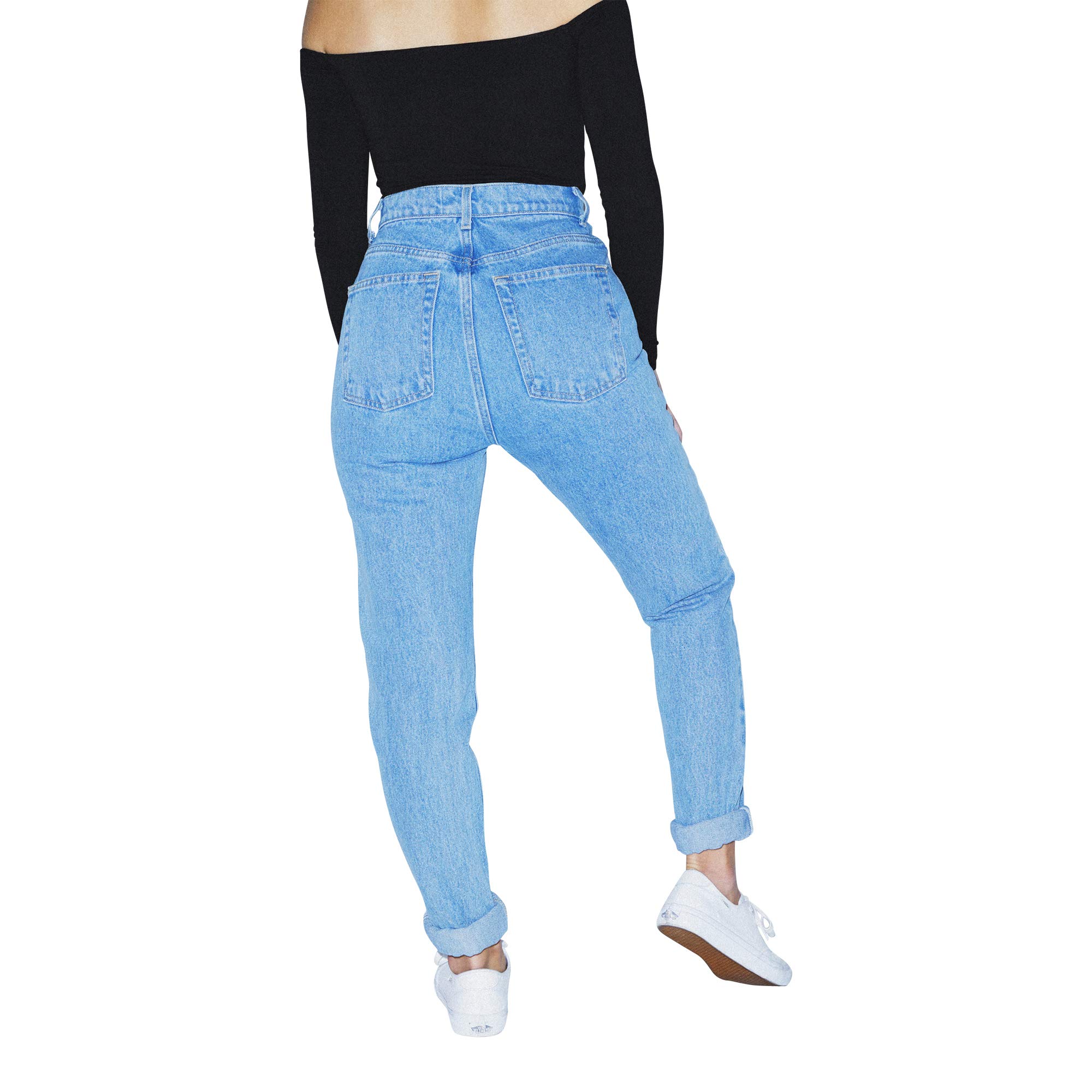 American Apparel Women's High-Waist Stretch Denim Jeans - Comfortable Slim Fit Vintage Style for Casual Wear & Everyday Outfits