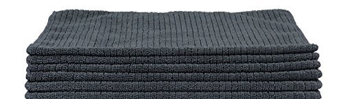 Professional Microfiber Cleaning Towels (6-Pack) - Super Absorbent, Lint-Free Dirt Magnet for Cars, Kitchen, Windows - Graphite Gray