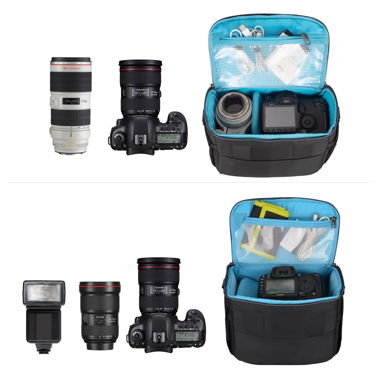 Waterproof Anti-Shock DSLR/SLR/Mirrorless Camera Shoulder Bag with Removable Padded Dividers - Compatible with Nikon, Canon, Sony - Perfect for Travel, Hiking & Photography Outdoors