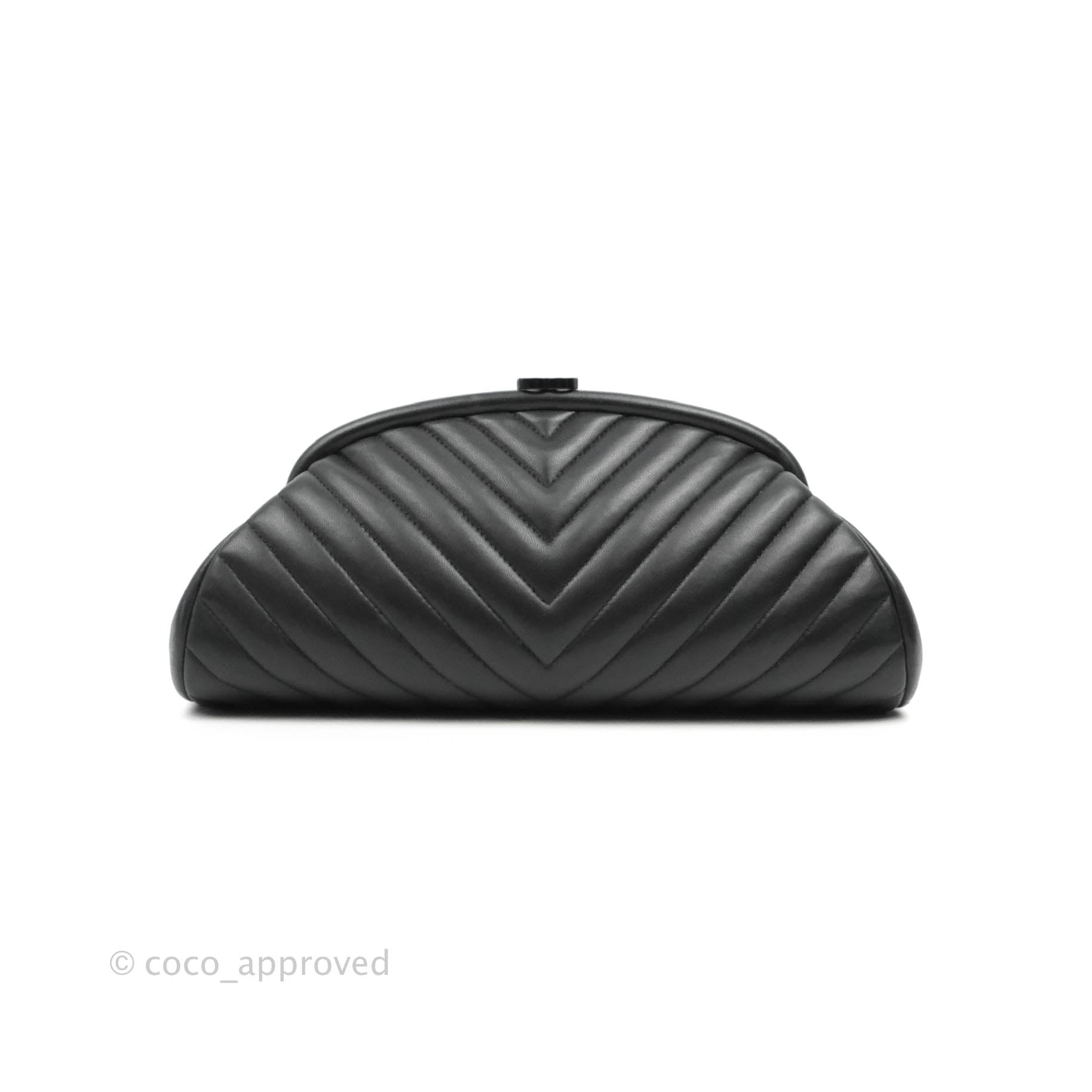 Chanel Chevron Timeless Kisslock Clutch Bag in So Black Lambskin Leather - 15S | Luxury Evening Clutch for Women, Perfect for Parties, Weddings & Special Occasions