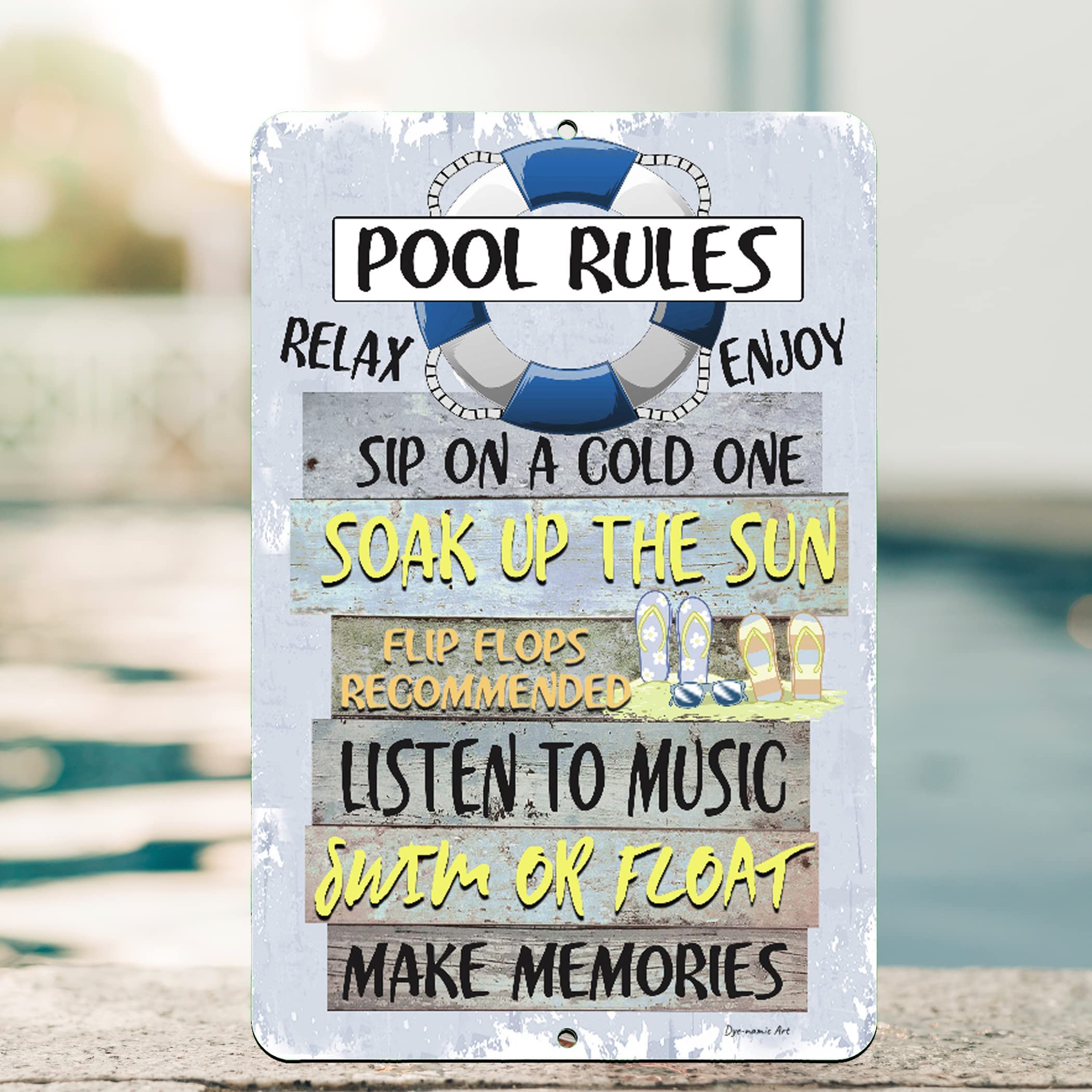 Funny Pool Rules Sign - Outdoor Aluminum Wall Art for Backyard, Patio & Swimming Area | 12x18 Inch Lightweight Decor | Perfect for Summer Parties, BBQ Gatherings & Poolside Relaxation