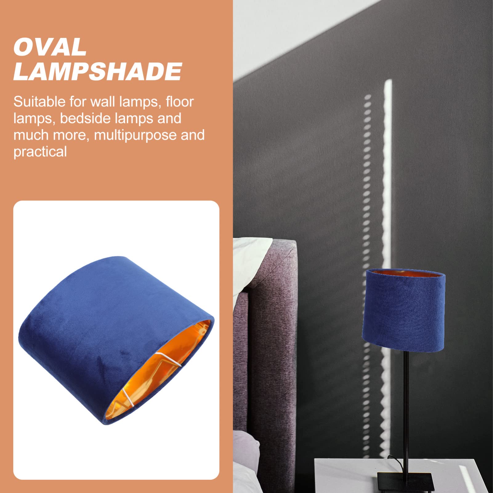 Lurrose E27 Drum Lampshade - Blue Fabric Lamp Shade Replacement for Table, Floor & Pendant Lights | Perfect for Living Room, Bedroom & Office Decor