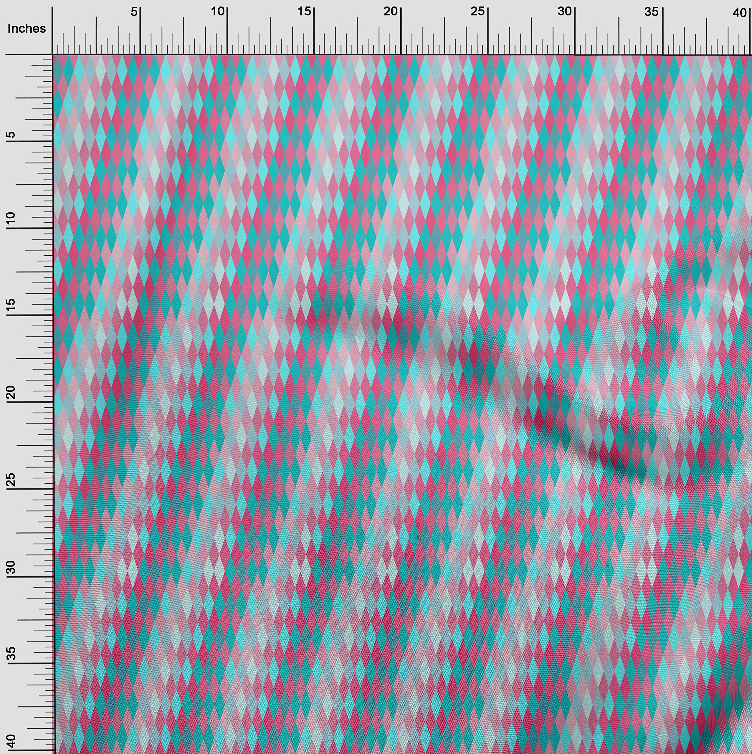 oneOone Silk Tabby Medium Pink Argyle Check Dress Fabric - 42 Inch Wide by The Yard | Perfect for DIY Dresses, Skirts, and Fashion Projects