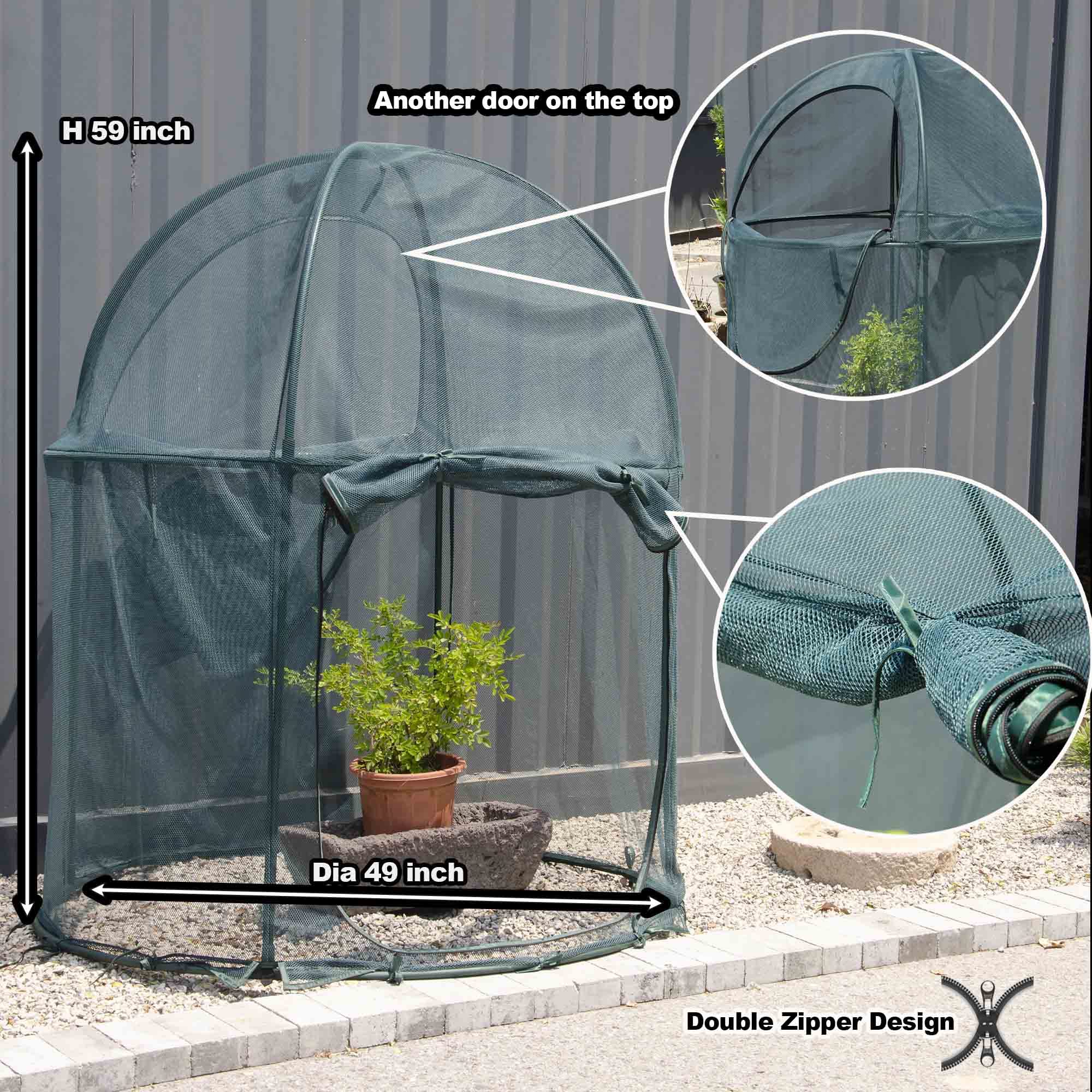 4'x4' Round Large Plant Mesh Cover - 4.9FT Tall Garden Netting Cage for Vegetables & Fruits | Durable Pest Protection | Perfect for Raised Beds, Greenhouses & Outdoor Gardening