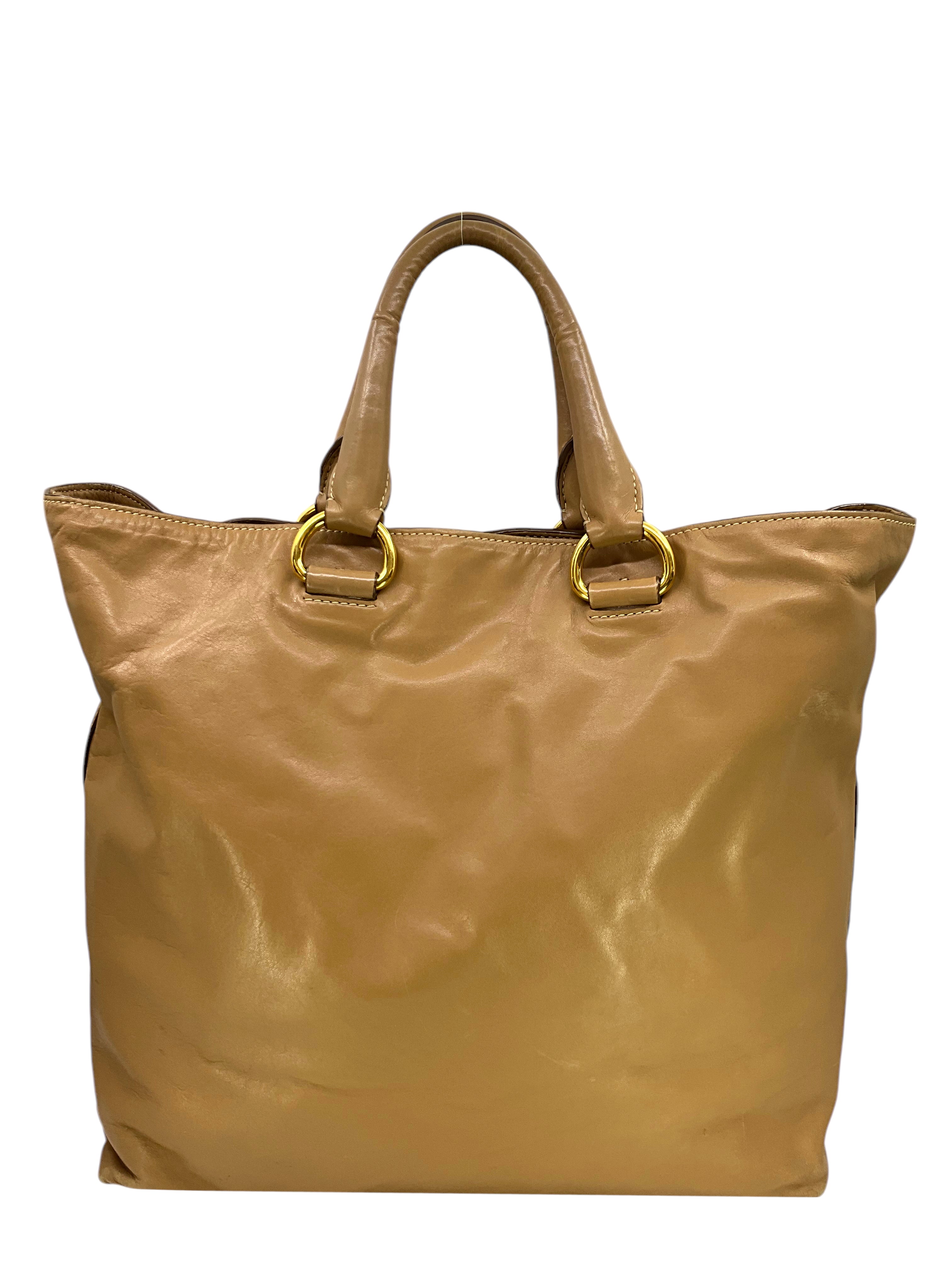 Prada Soft Calfskin Open Shopper Tote Bag - Luxury Leather Handbag for Women | Perfect for Work, Travel & Everyday Use