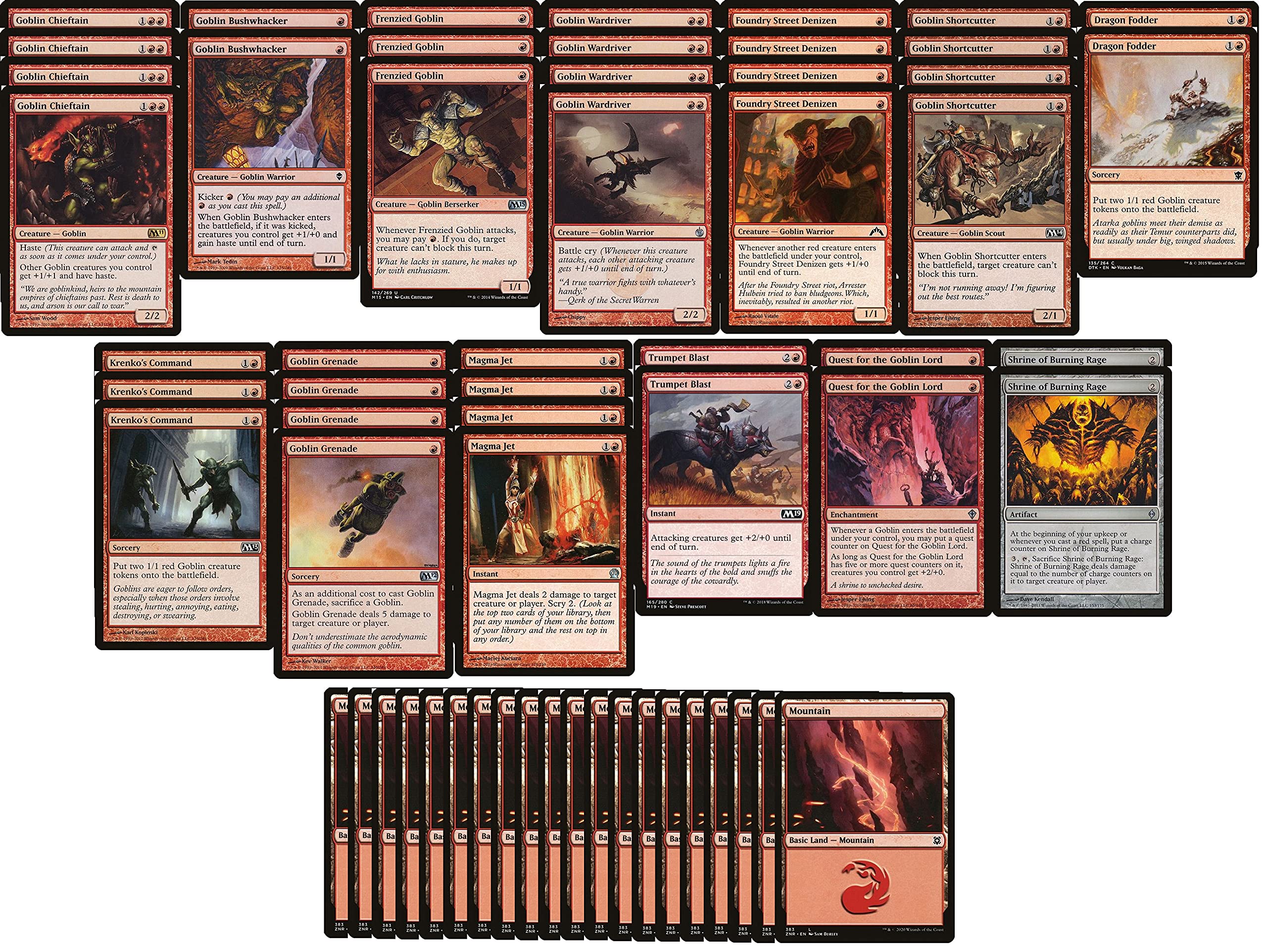 Mono Red Goblin Deck - Aggro Burn Strategy - Modern Legal MTG Deck - Custom Built 60 Card Magic The Gathering Deck for Competitive Play and Casual Gaming