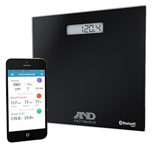 A&D UC352BLE Bluetooth Digital Body Weight Scale - Smart BMI Tracking for Health & Fitness - Perfect for Home, Gym & Medical Use