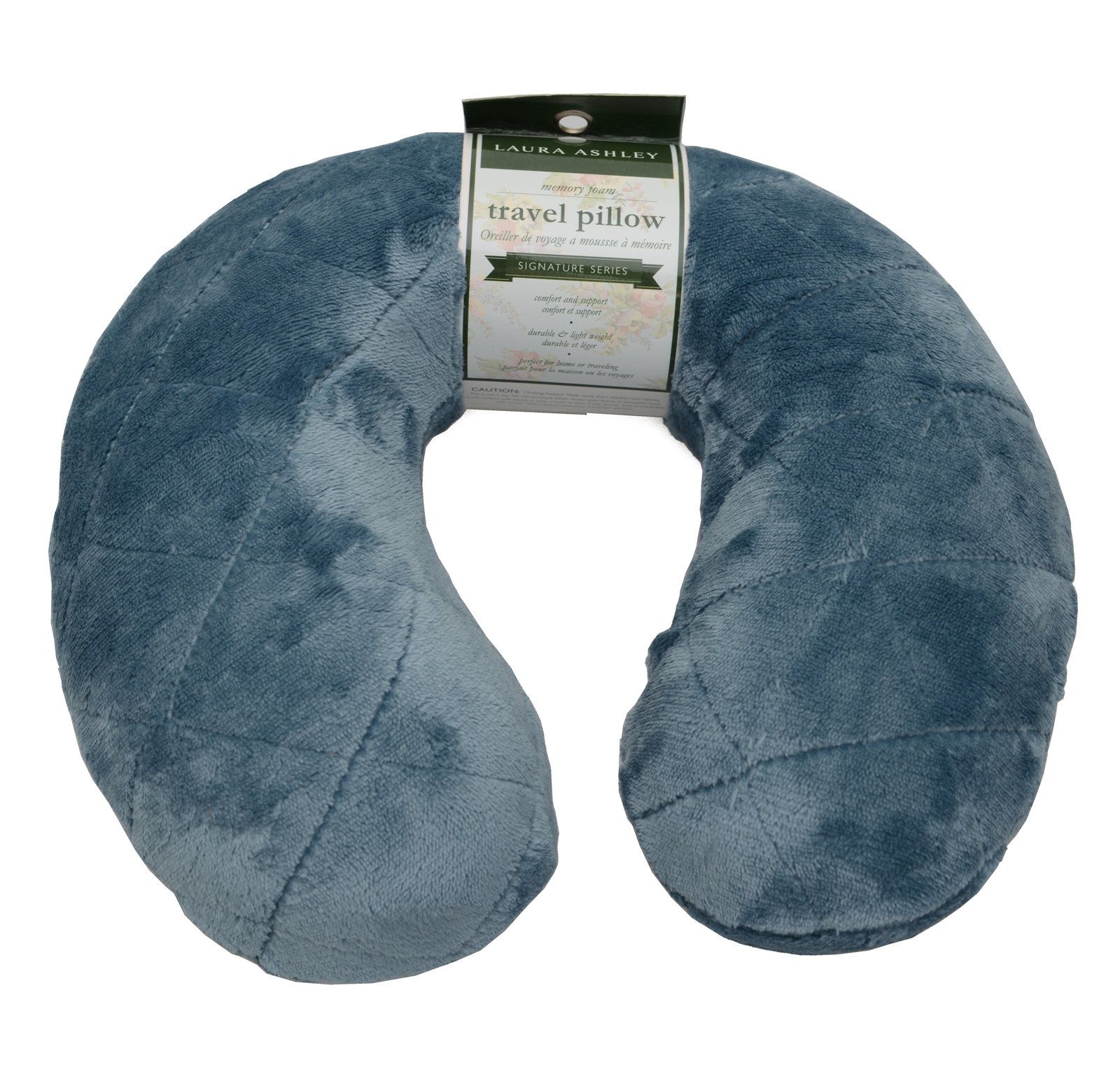 Laura Ashley Blue Memory Foam Travel Neck Pillow for Airplane, Car & Office - Soft & Supportive Comfort for Long Flights & Road Trips
