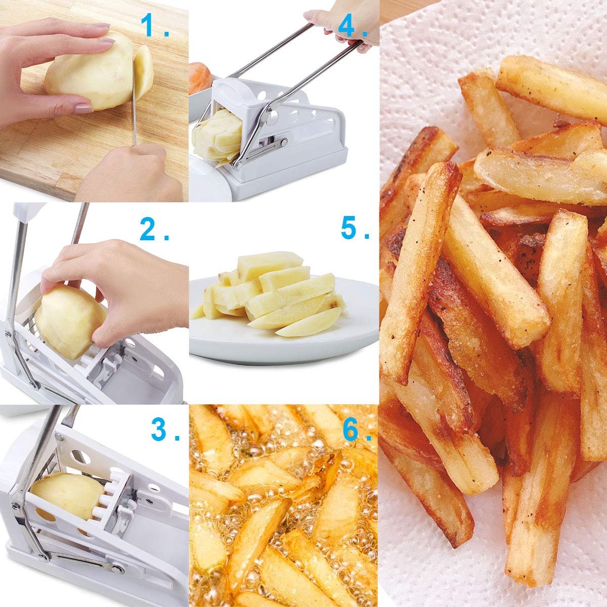 Stainless Steel Potato Chipper & Slicer - ICO Chip Cutter with Ergonomic Handle for Perfect French Fries & Veggie Chips | Ideal for Home Cooking, Restaurants & Food Prep