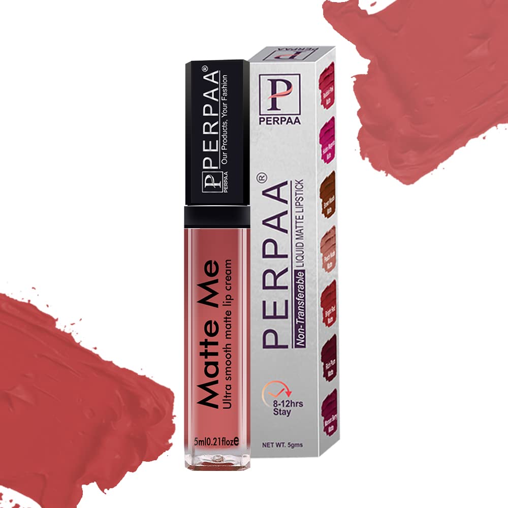 PERPAA® Matte Me Ultimate Long Lasting Liquid Lipstick - 3 Bright Matte Colors with Vitamin E, Smudgeproof & Waterproof Formula (Rich Plum, Peach Nude, Reddish Pink) 5ml Each - Perfect for Parties, Weddings & Everyday Wear