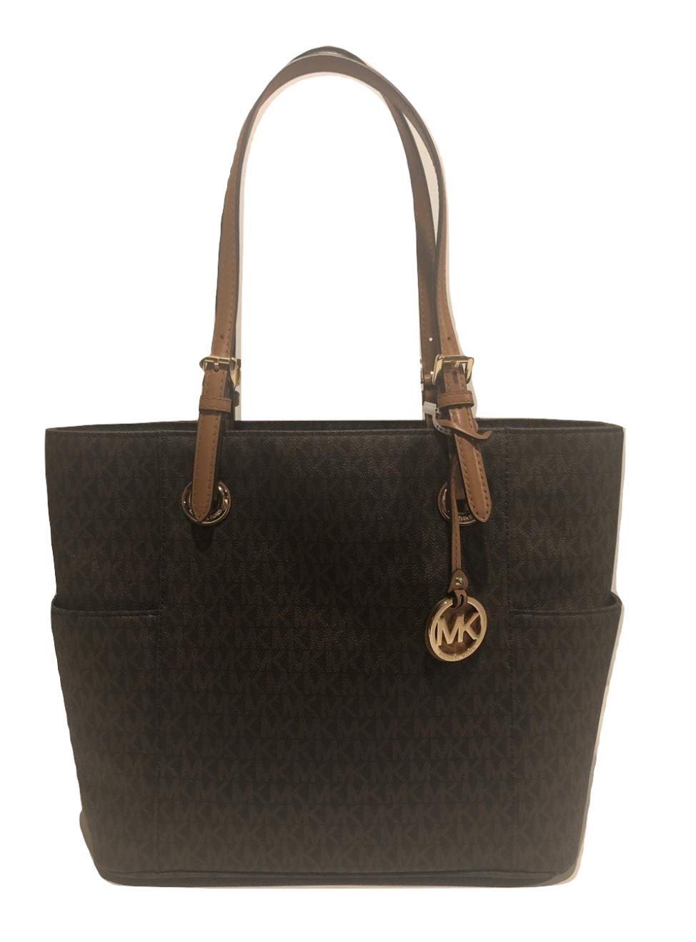 MICHAEL Michael Kors Signature Jet Set Travel East West Tote Bag - Large Brown Leather Handbag for Women, Perfect for Work, Travel & Everyday Use