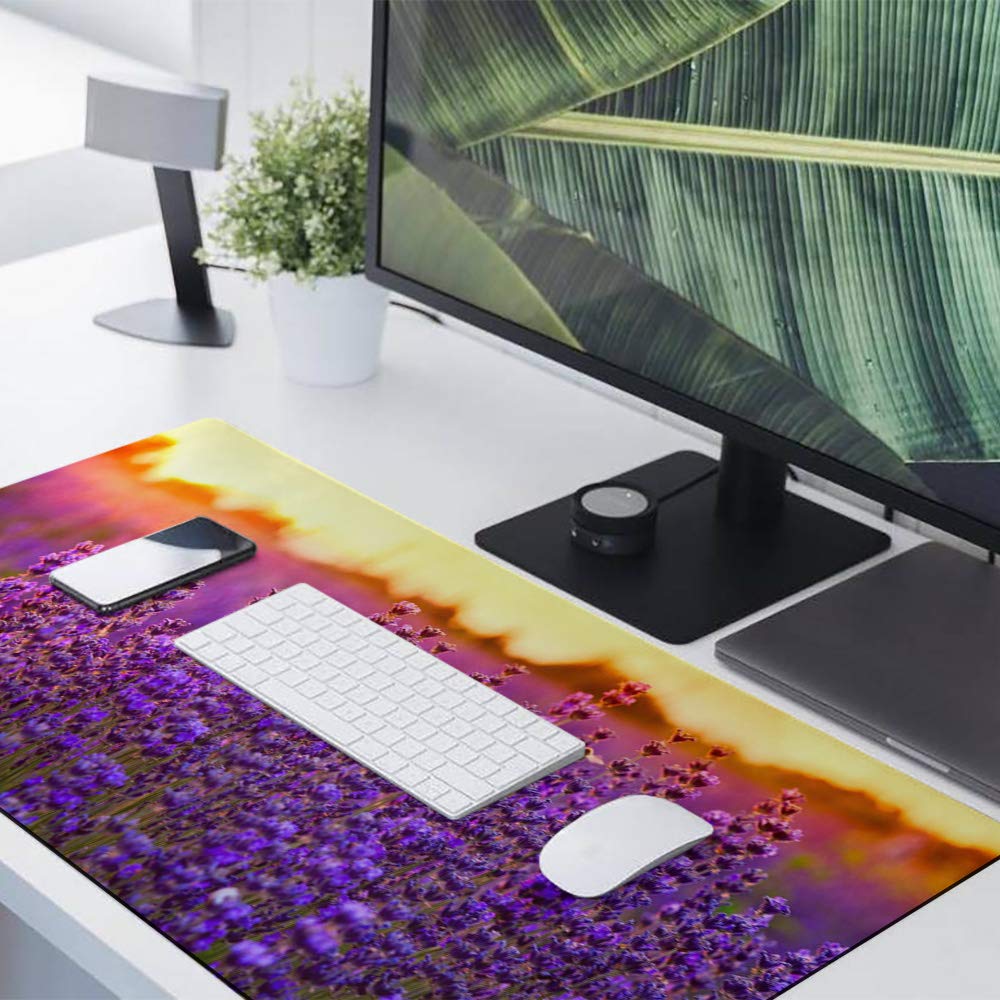 35x15 Inch Oversized Soft Desk Pad - Waterproof Office Desk Mat for Writing & Gaming, Sunset Lavender Purple - Perfect for Home Office, Gaming Setup & Workspace Protection