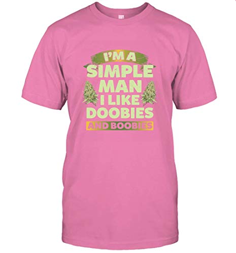 Funny Simple Man Love Doobies and Boobies T-Shirt - Casual Humor Graphic Tee for Men, Perfect for Parties, Gifts & Everyday Wear