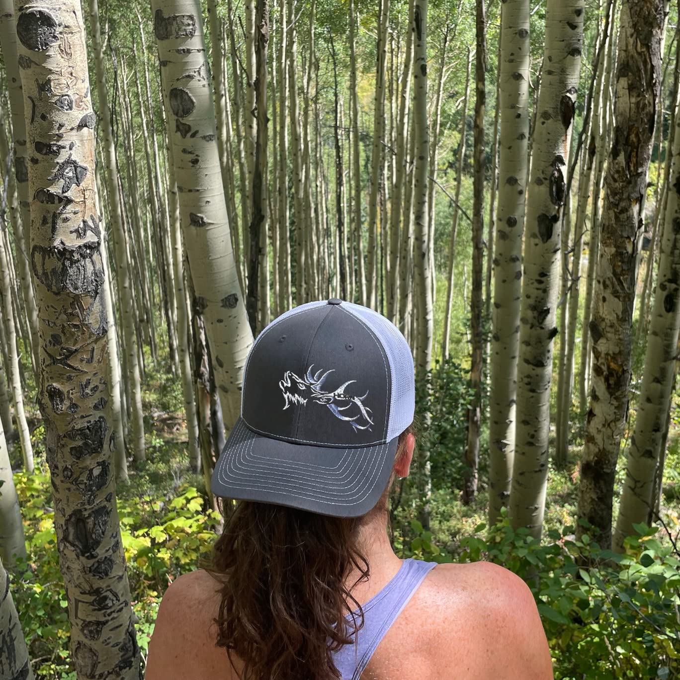 Elk Trucker Hat - Stylish Adjustable Mesh Back Cap for Outdoor Adventures, Hiking & Casual Wear