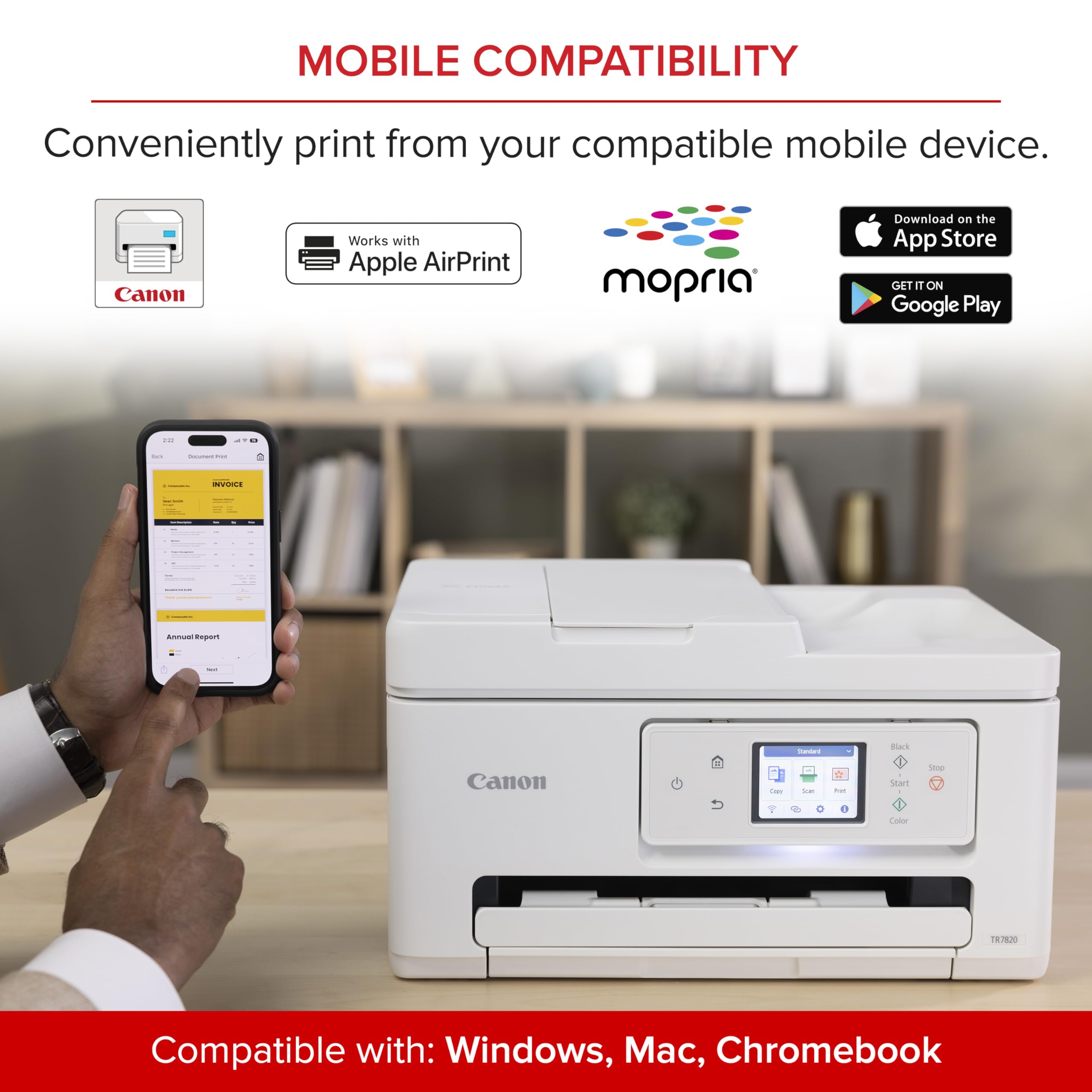 Canon PIXMA TR7820 Wireless All-in-One Printer for Home - Print, Scan, Copy & Fax | Ideal for Home Office, School Projects & Small Business Use