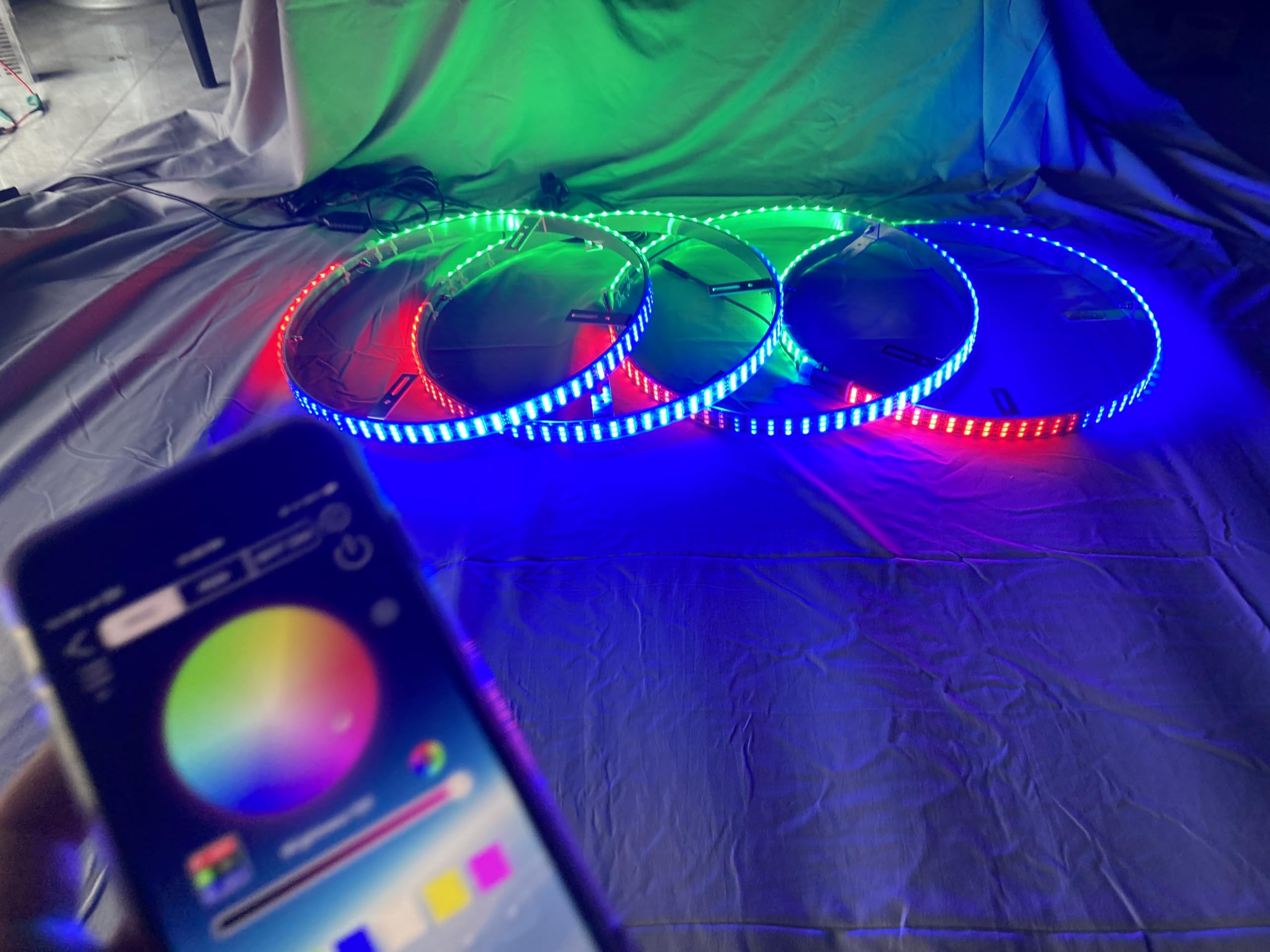 Bluetooth & Remote Control Triple Row LED Wheel Rim Lights - 4PCS 15.5