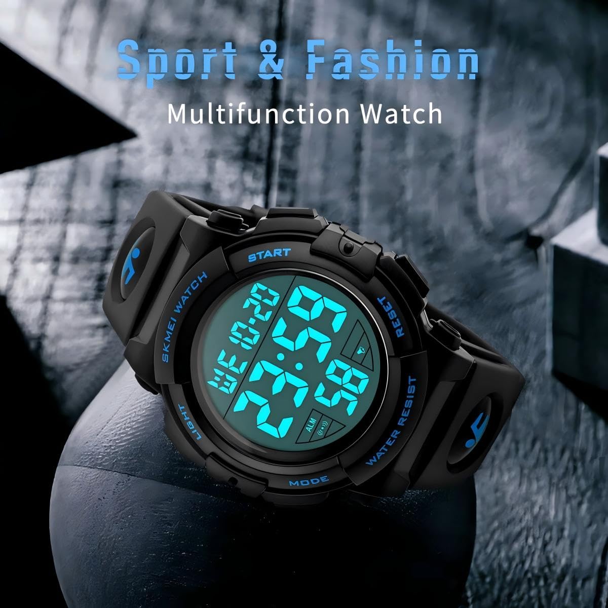 Men's Digital Sports Watch - Waterproof LED Screen, Large Face Military Army Watch for Outdoor, Running, Hiking & Tactical Activities