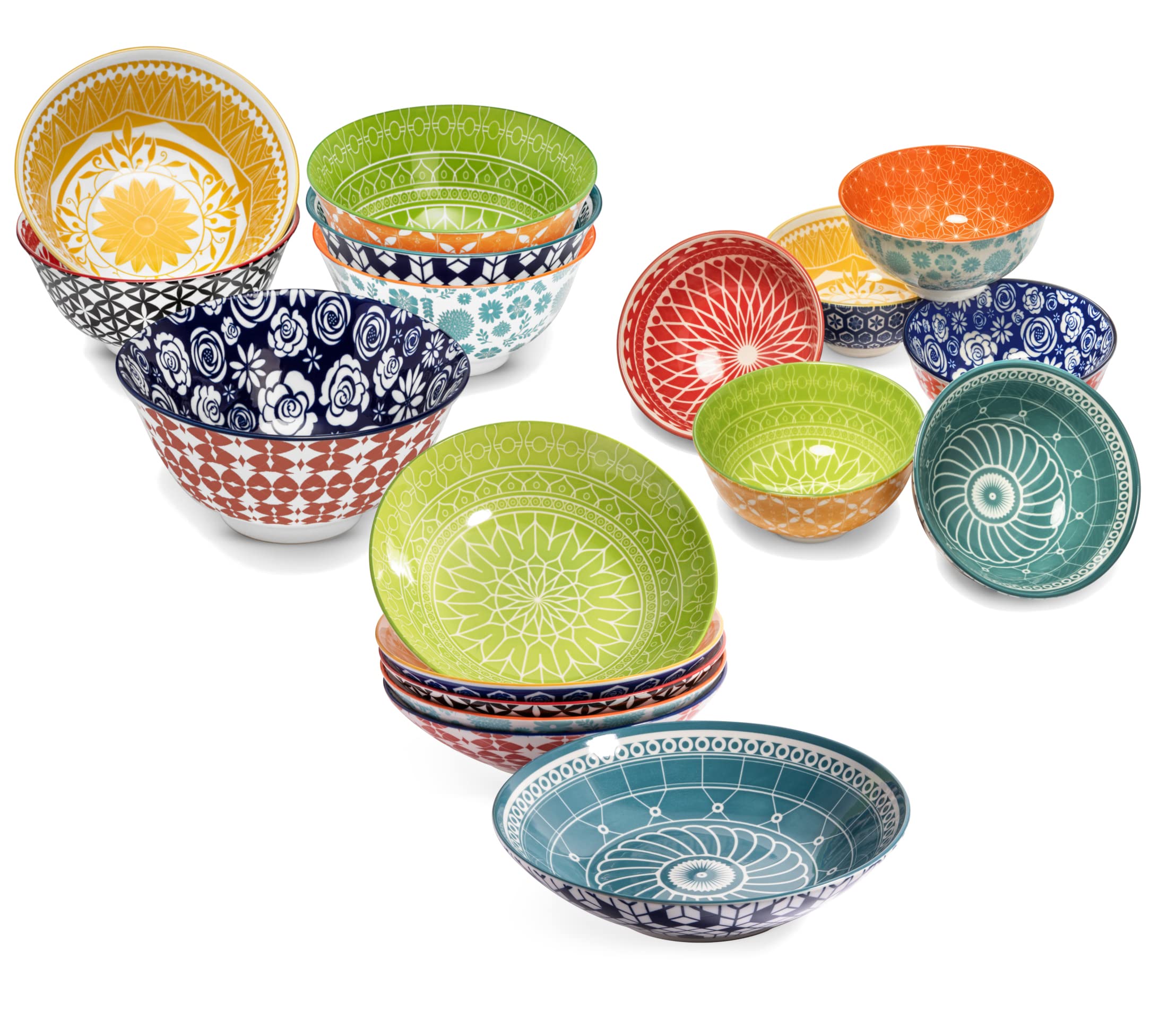 **Annovero Colorful Porcelain Cereal, Dessert & Pasta Bowls – Microwave & Oven Safe Kitchen Serving Dishes – Perfect for Breakfast, Snacks & Entertaining**