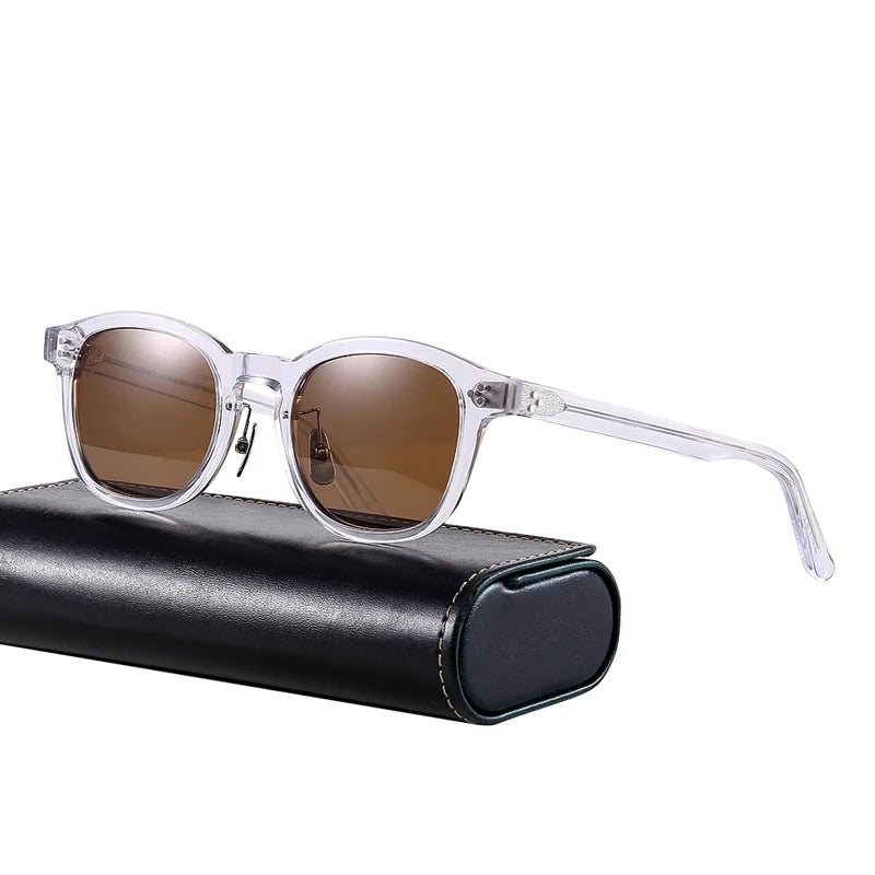 Premium Black Polarized Sunglasses for Men - Square Full Rim Acetate Frame UV400 Protection - Ideal for Driving, Fishing & Outdoor Activities