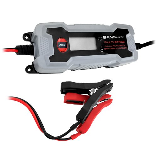 12V Automatic Car Battery Smart Charger & Maintainer with Ring Terminals - Ideal for Cars, Trucks, Motorcycles & Seasonal Vehicle Storage