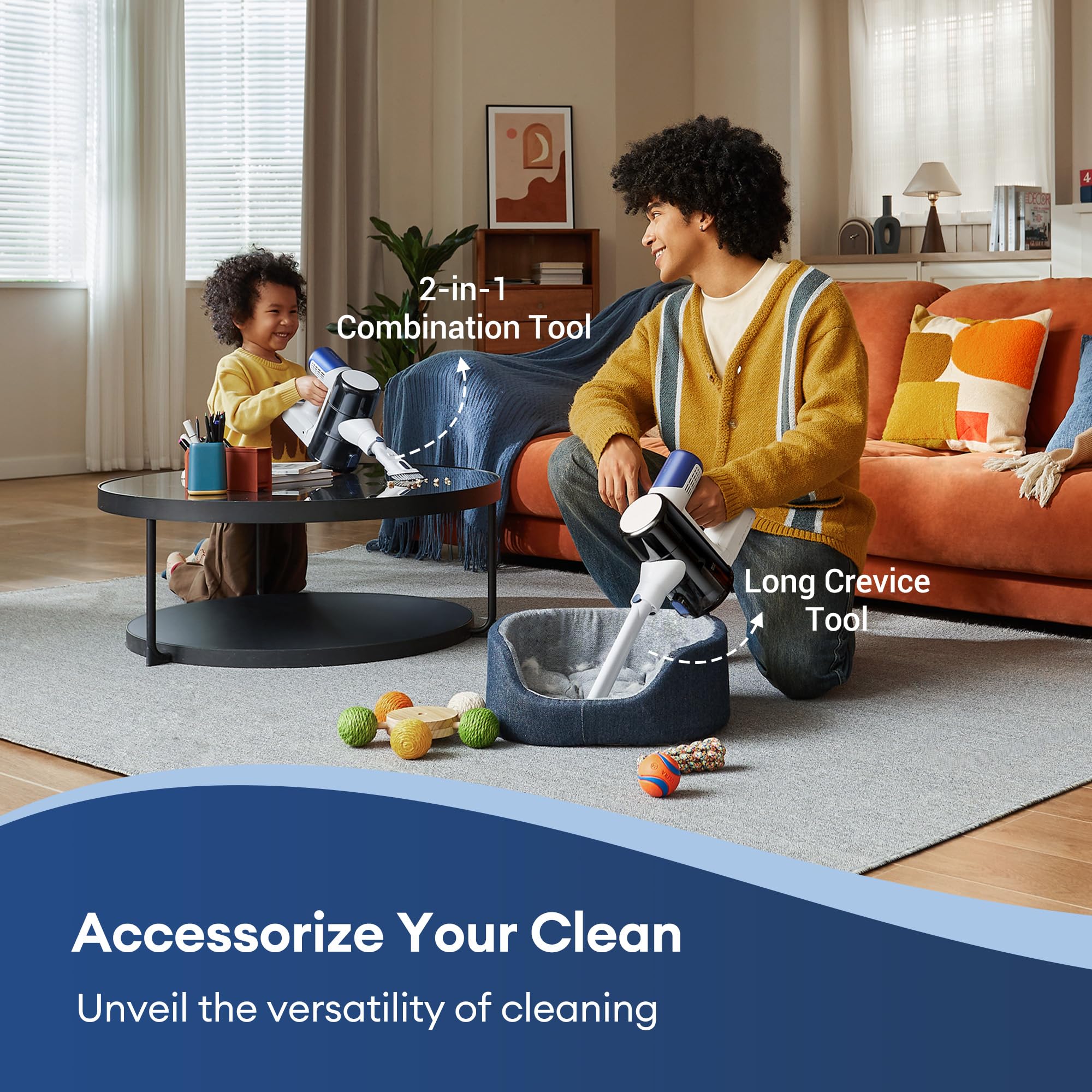 Ultenic U10 Ultra Cordless Stick Vacuum Cleaner - 450W Powerful Motor, 30KPa Strong Suction, 40min Runtime, Anti-Tangle Brush, 1L Large Dustbin - Lightweight Vacuum for Pet Hair, Hardwood Floors, Carpets - Perfect for Home Cleaning & Quick Pickups