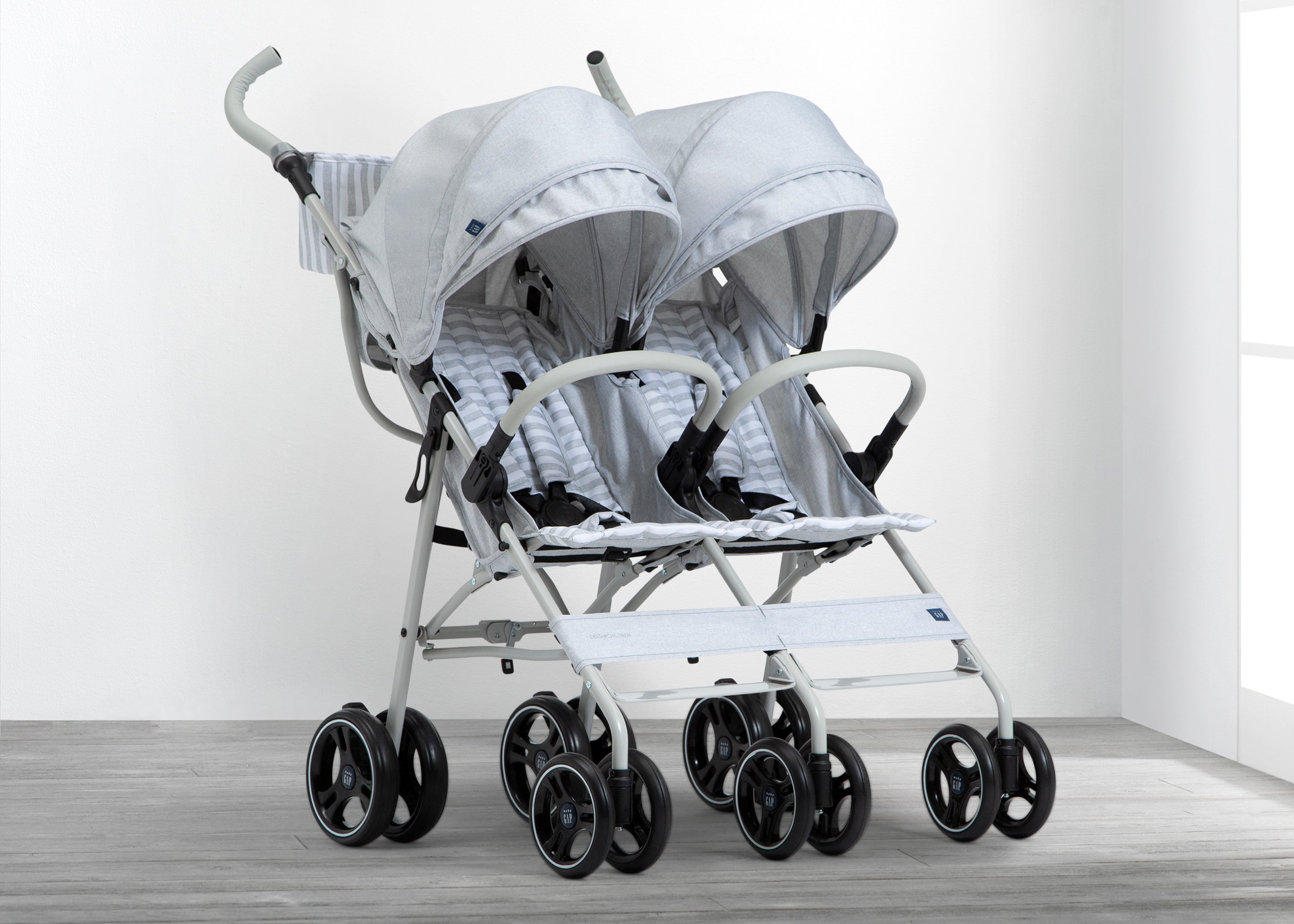 BabyGap Classic Side by Side Double Stroller - Lightweight Compact Twin Stroller for Toddlers & Infants - Perfect for Shopping, Travel & Outdoor Walks