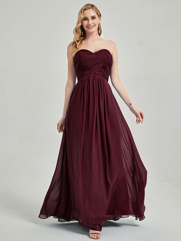 Elegant Strapless Chiffon Maternity Bridesmaid Dress - Cabernet Sweetheart Neckline for Weddings, Baby Showers & Special Occasions