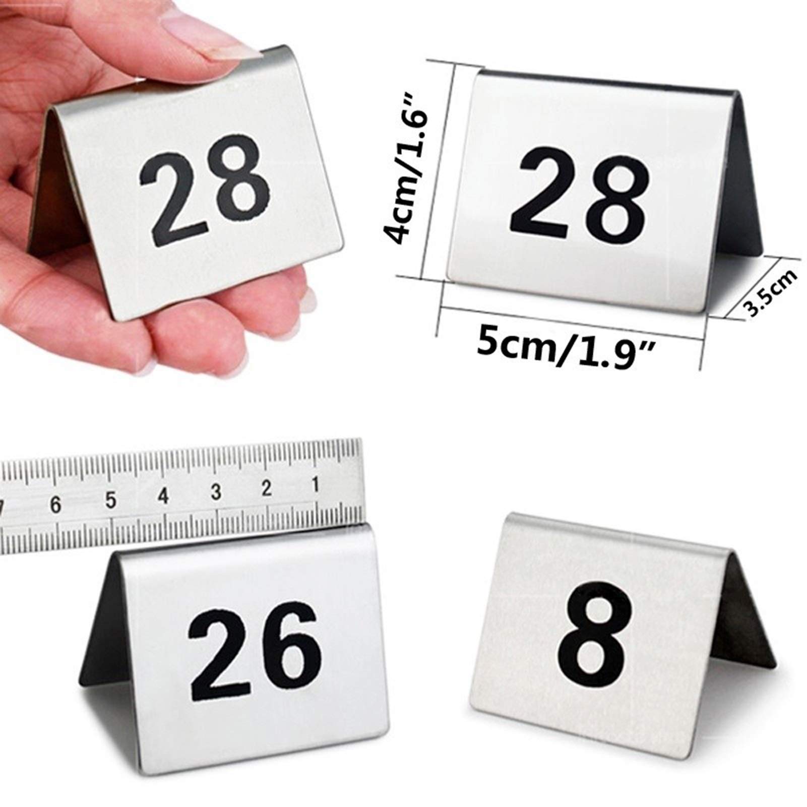 Stainless Steel Table Numbers 1-100 for Restaurants, Cafes, Bars - Elegant Wedding & Birthday Party Seating Cards - Durable Metal Table Markers for Events, Receptions, and Special Occasions