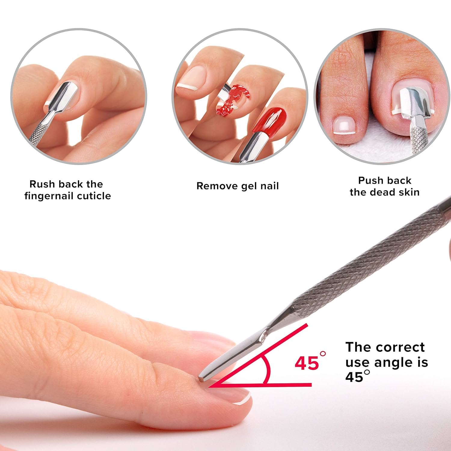 ARMIZ 2-Pack Stainless Steel Cuticle Pusher & Nail Polish Remover Kit - Double-Ended Cuticle Tool & Triangle UV Gel Remover for Professional Nail Art & Manicure | Perfect for Home & Salon Use