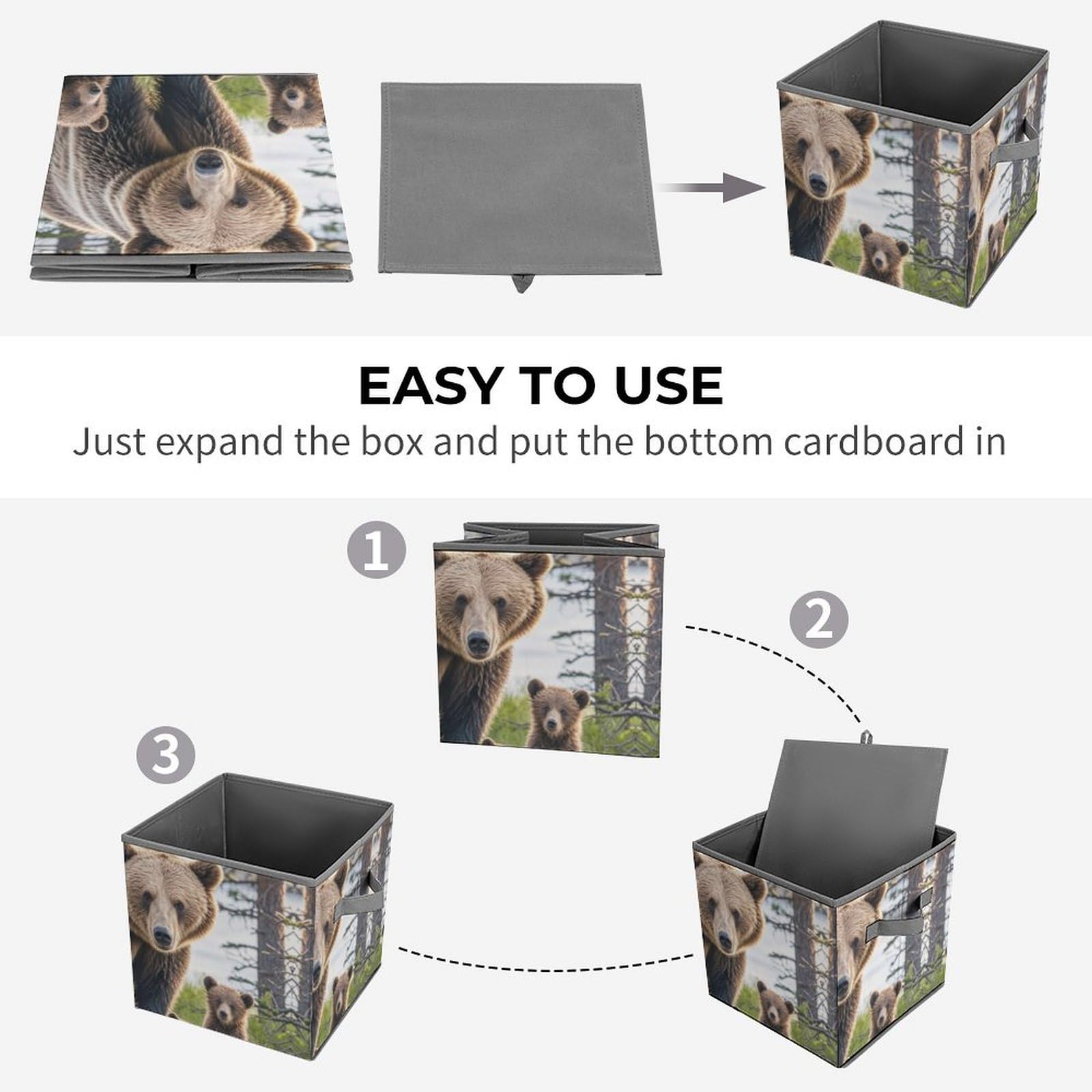Mother Bear and Her Cubs Collapsible Storage Bin - 10.6