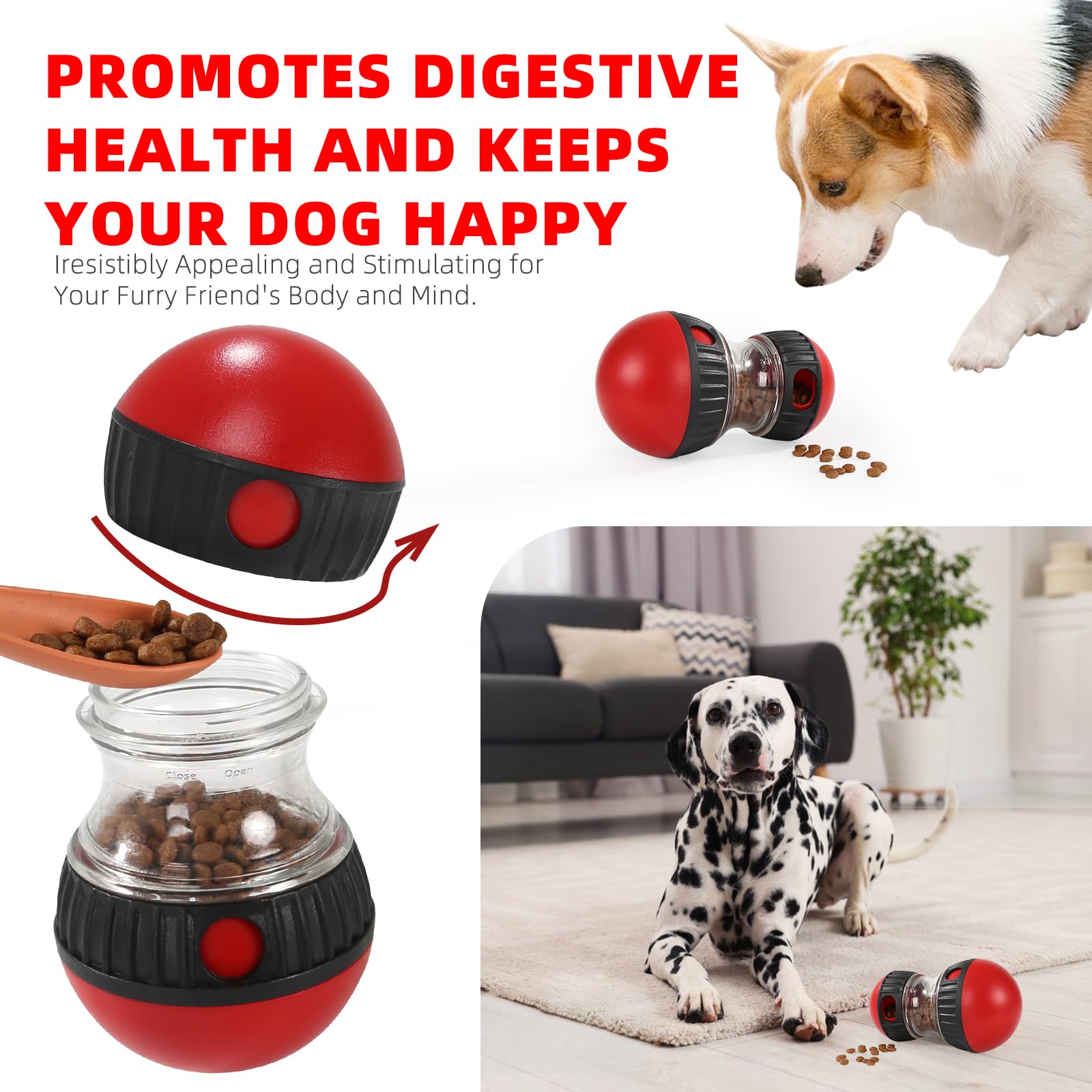 Interactive Treat Dispensing Dog Toys & Adjustable Slow Feeder Ball - Puzzle Toy for Mental Stimulation - Keeps Dogs Busy & Entertained - Perfect for Mealtime, Training & Boredom Relief
