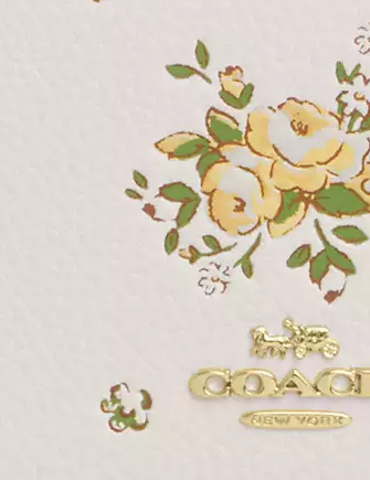 Coach Double Zip Wallet with Floral Print - Stylish Women's Leather Card Holder for Everyday Use, Travel & Gift Giving