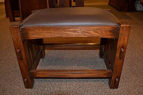 Handcrafted Mission Oak Foot Stool with Wide Walnut Spindles - Perfect for Living Room, Bedroom & Home Office Comfort