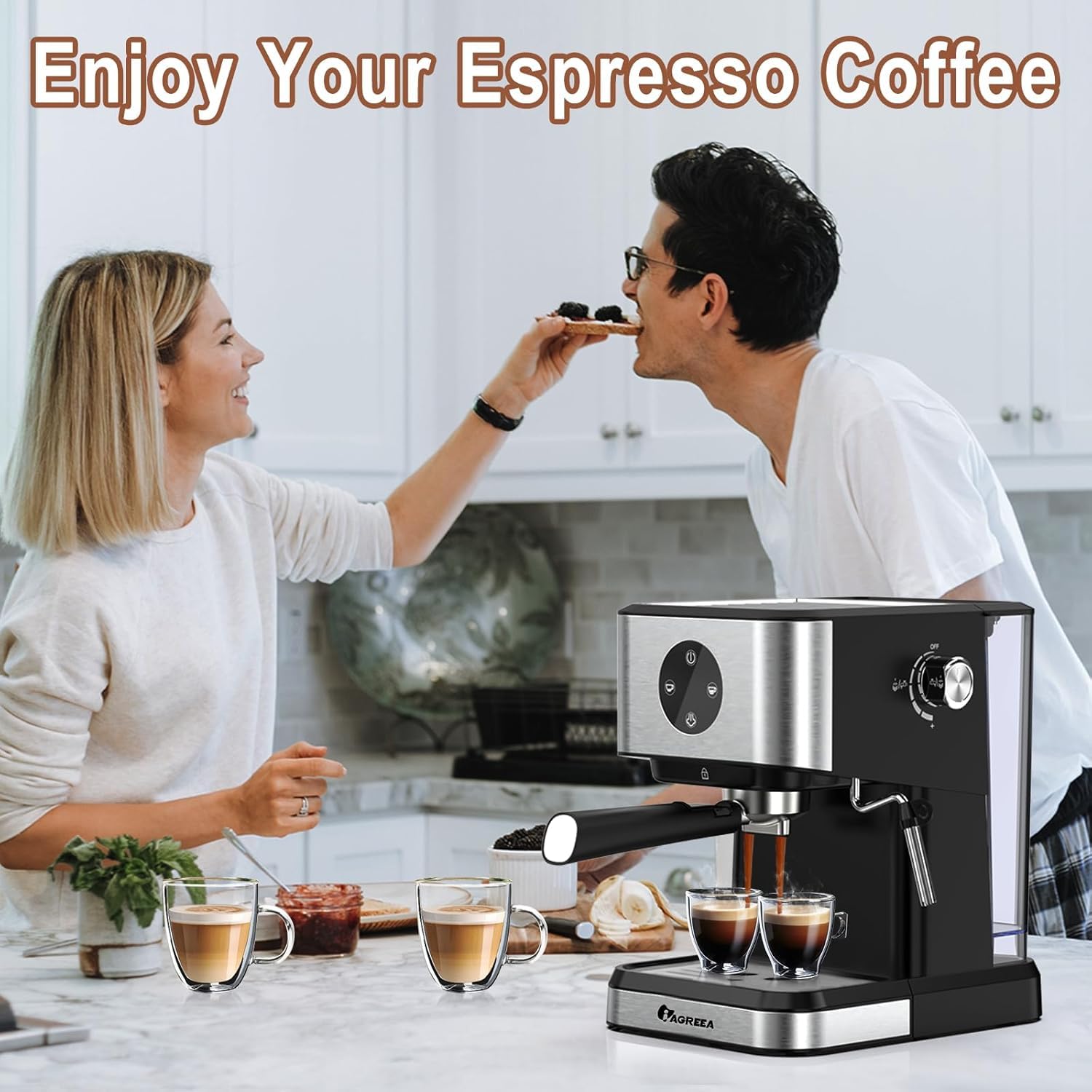 IAGREEA 20 Bar Espresso Machine with Milk Frother - 50oz Water Tank, Stainless Steel Coffee Maker for Cappuccino & Latte - Home Barista Gift for Mom & Dad - Perfect for Morning Brews & Entertaining Guests