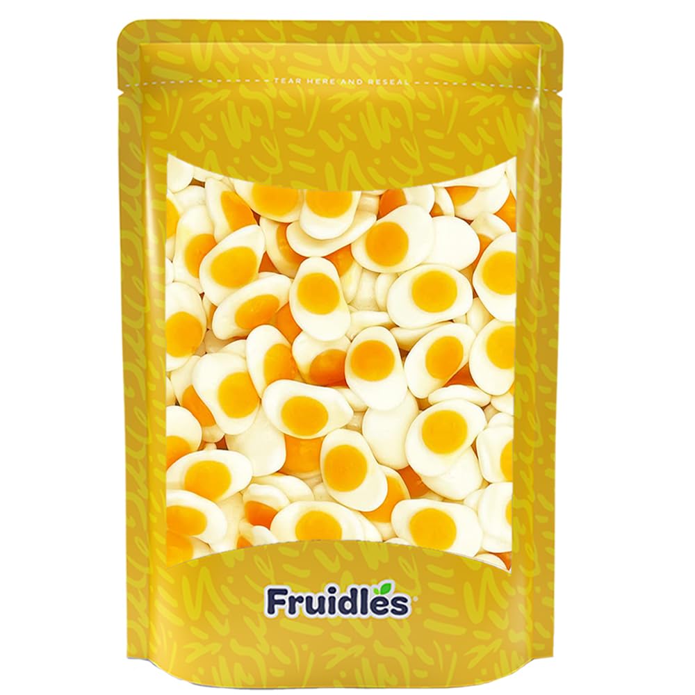 Fruidles Mini Fried Egg Gummi Candy - 1 Pound Bag of Delicious Fruit Flavored Gummies, Omelet Shaped Chewy Sweets - Perfect for Easter Treats, Party Favors & Snack Time