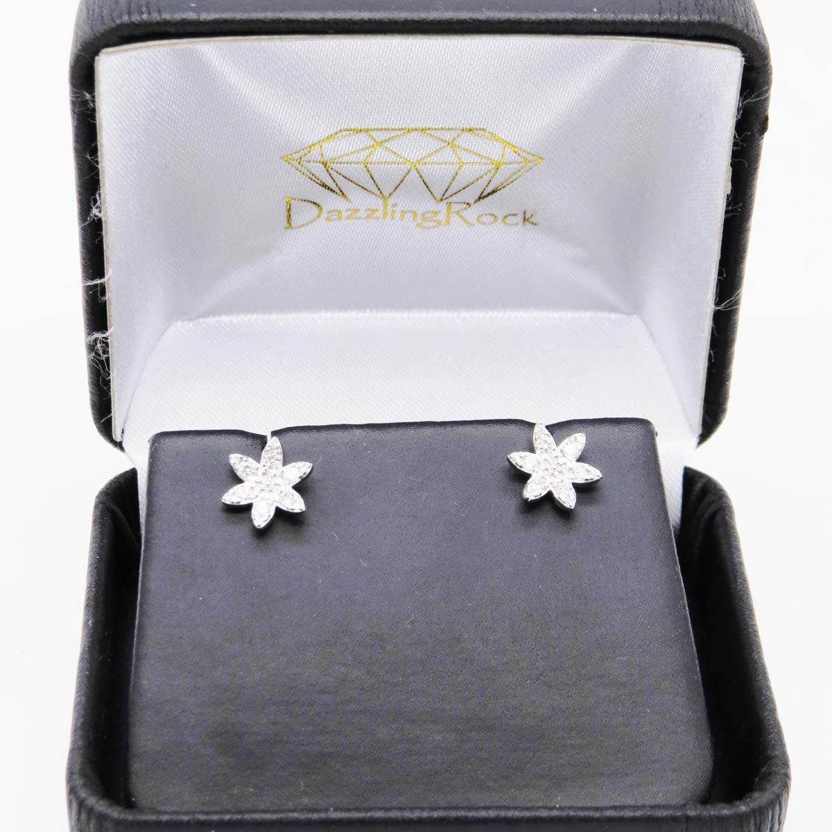 Dazzlingrock Collection 14K Solid White Gold Round Gemstone Flower Stud Earrings for Women - Perfect for Weddings, Parties & Everyday Elegance