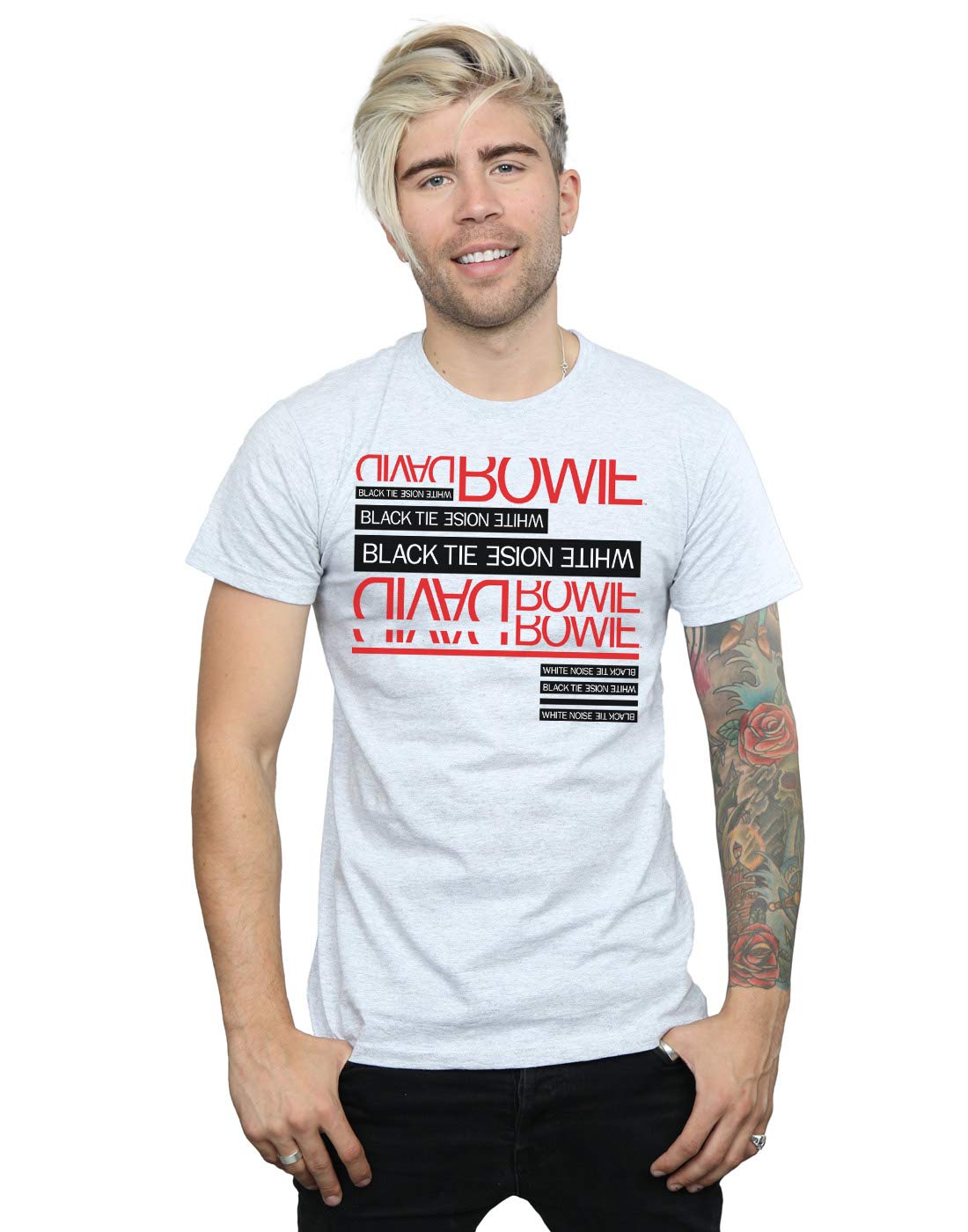 David Bowie Vintage Black Tie White Noise Graphic T-Shirt for Men - 70s Rock Band Tee for Concerts, Casual Wear & Retro Fashion