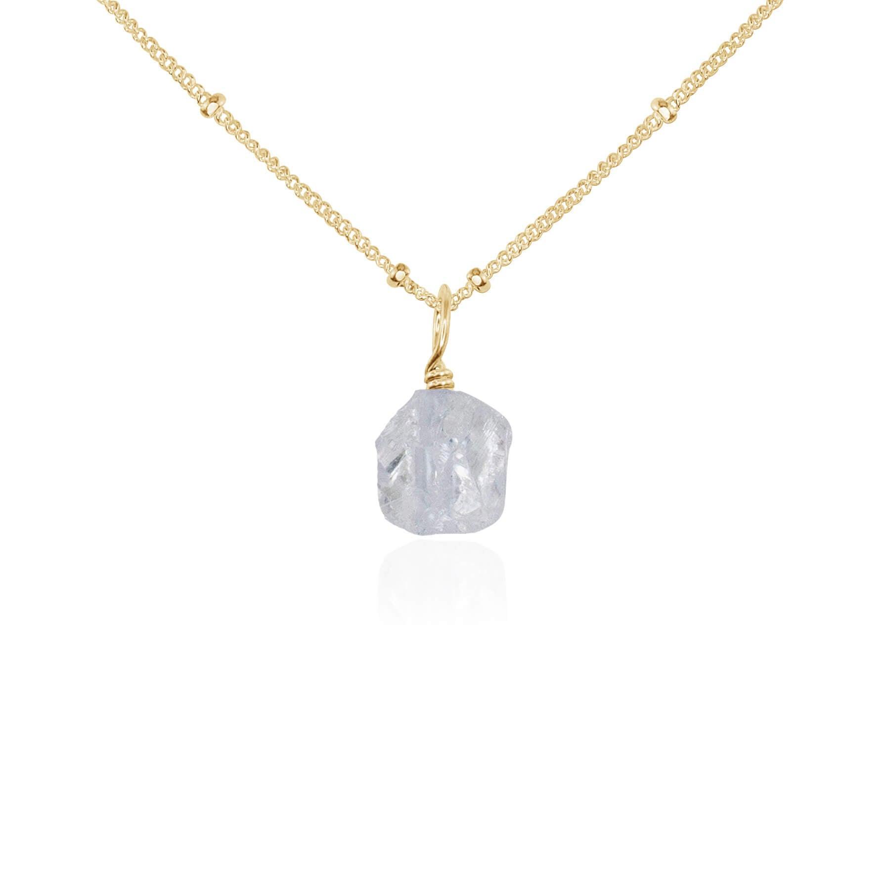 Natural Raw Crystal Quartz Pendant Necklace - Healing Stone Jewelry for Women, Men | Spiritual Protection, Energy Cleansing | Perfect for Meditation, Yoga & Everyday Wear